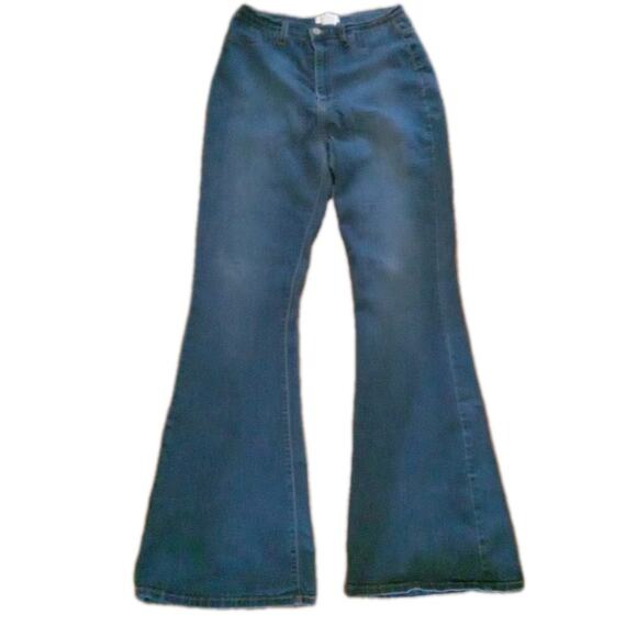 Vintage Vibrant Womens Dark Wash Flare Leg Jeans 30x33 (13) Stretch Y2K Boho USA - Picture 1 of 5